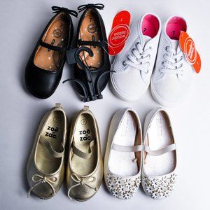 Baby Toddler Girls Size 7 Bundle: Gold, Black, and White Dress + Tennis Shoes